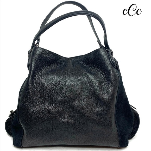 Coach Edie Black 42 Mixed Black Leather Bag RARE - Picture 9 of 9